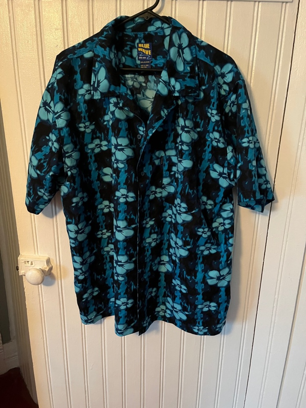 Men’s dark blue & Teal Floral Short-Sleeve Shirt